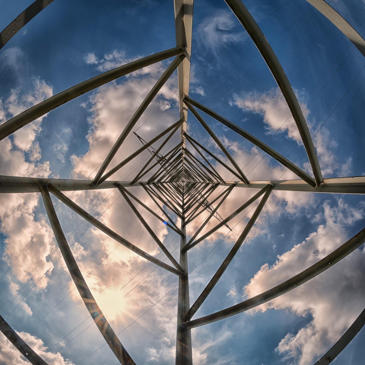 power pole, steel construction, technology, sunbeams, architecture, heaven, building, clouds, ultra wide angle, nature, technology, technology, technology, technology, technology